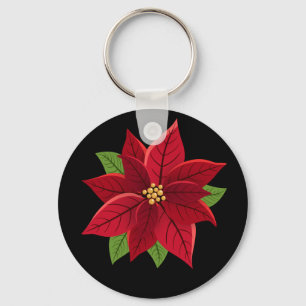 Christmas Poinsettia   Key Ring