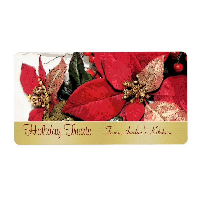 Christmas Poinsettia Kitchen Treat Baking Label (Front)