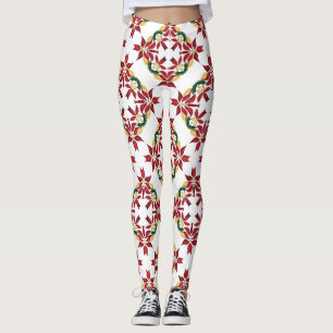 christmas poinsettia leggings
