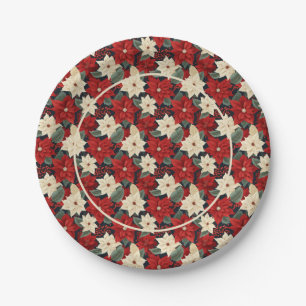 Christmas Poinsettia Paper Plate