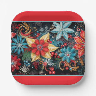 Christmas Poinsettia  Paper Plate