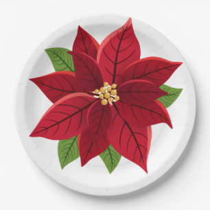 Christmas Poinsettia    Paper Plate