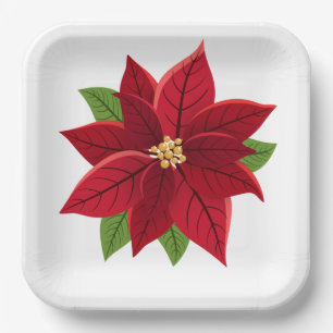 Christmas Poinsettia  Paper Plates