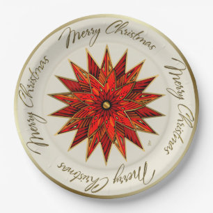 Christmas Poinsettia Paper Plates