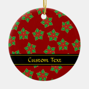 Christmas Poinsettia Pattern Ceramic Tree Decoration
