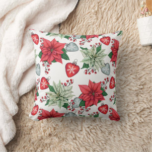 Christmas Poinsettia Pattern Cushion