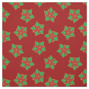 Christmas Poinsettia Pattern Fabric