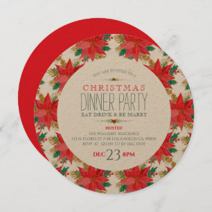 Christmas Poinsettia Pattern Invitation