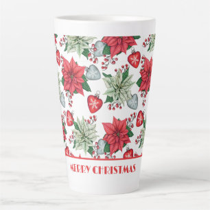 Christmas Poinsettia Pattern Latte Mug