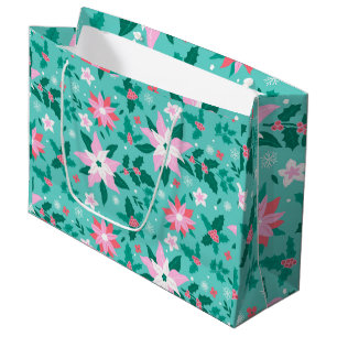 Christmas poinsettia pattern luggage large gift bag