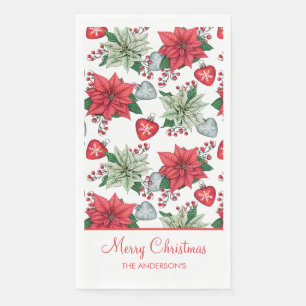 Christmas Poinsettia Pattern Napkin
