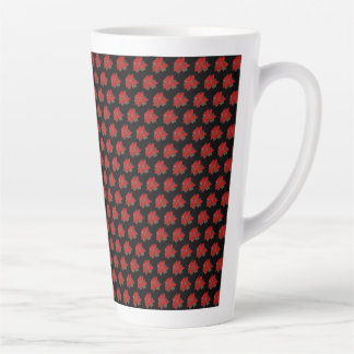 Christmas Poinsettia Pattern Red on Black Latte Mug