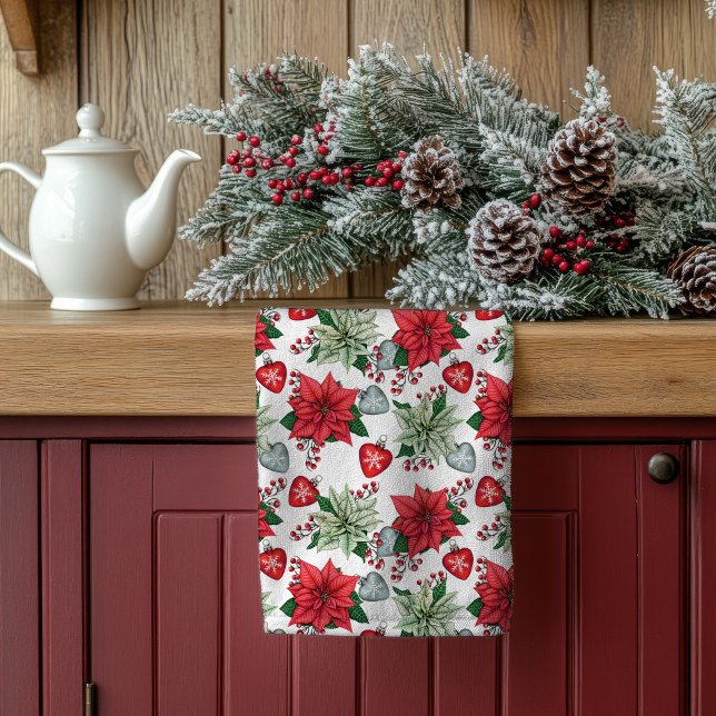 Christmas Poinsettia Pattern Tea Towel (Creator Uploaded)