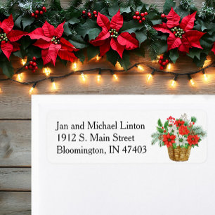 Christmas Poinsettia Personalise Return Address