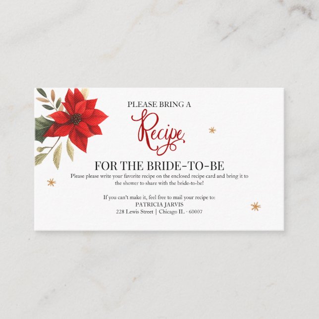 Christmas Poinsettia Recipe Request Enclosure Card (Front)