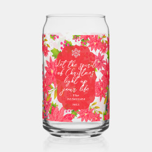 Christmas Poinsettia Red Can Glass
