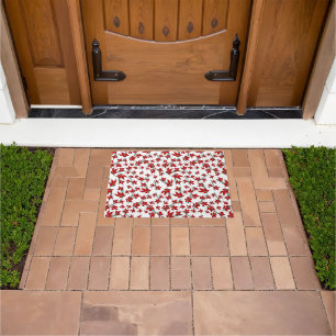 Christmas poinsettia red floral pattern doormat