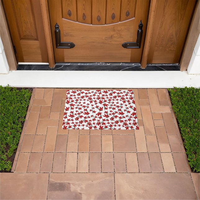 Christmas poinsettia red floral pattern doormat (Outdoor)