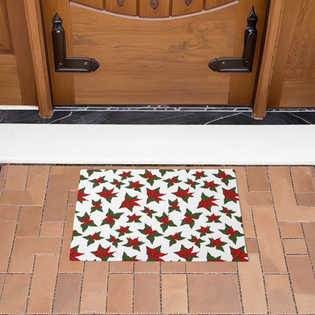 Christmas poinsettia red floral pattern doormat (Creator Uploaded)