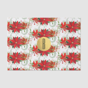 Christmas Poinsettia Red Gold Holiday Floral Tissue Paper