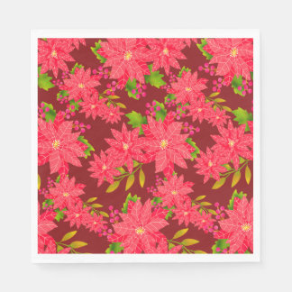 Christmas Poinsettia Red Napkin