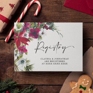 Christmas Poinsettia Registry Bridal Shower  Enclosure Card