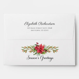 Christmas Poinsettia Return Address Envelopes