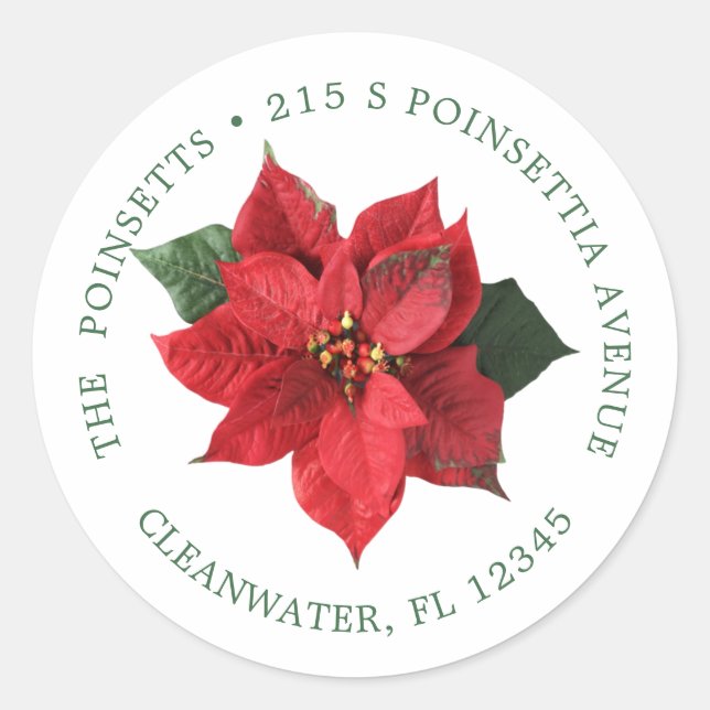 Christmas Poinsettia return address label (Front)