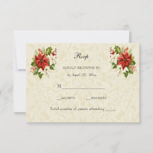 Christmas Poinsettia RSVP Invitation Insert