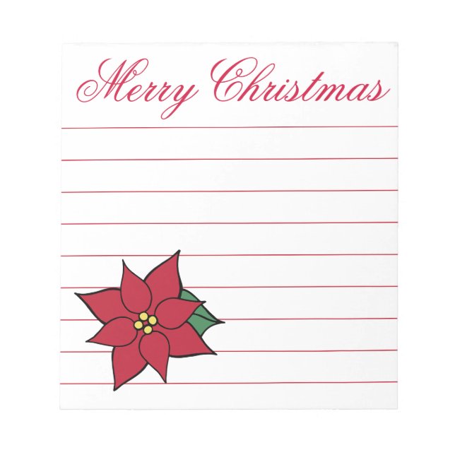 Christmas Poinsettia Shopping Grocery Notepad Gift (Front)