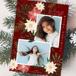 Christmas Poinsettia Splendour Photo Collage Holiday Card<br><div class="desc">💌 Share the love and spread holiday cheer with my thoughtfully crafted greeting card. This card is a canvas of for your holiday wishes to friends, family and colleges. I adorned the captivating designs and this defined my entire holiday collection. I hope you love the cards and collection as much...</div>