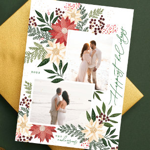 Christmas Poinsettia Splendour Photo Collage Holiday Card