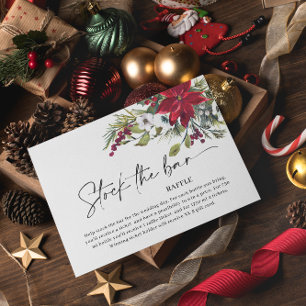 Christmas Poinsettia Stock the bar Bridal Shower  Enclosure Card