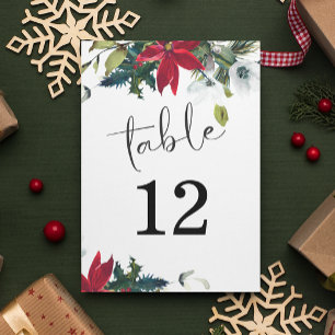 Christmas Poinsettia Table Number Card