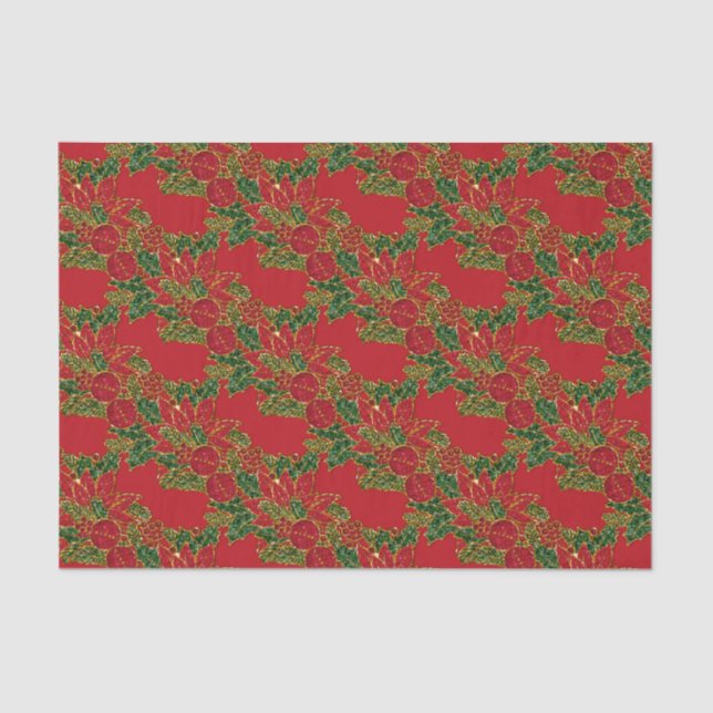 Christmas Poinsettia-TISSUE WRAP PAPER,Red Tissue Paper (Front)