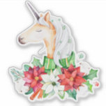 Christmas Poinsettia Unicorn Head<br><div class="desc">Christmas poinsettia bouquet with unicorn head.</div>