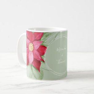 Christmas Poinsettia Watercolor Hand-painted Coffee Mug
