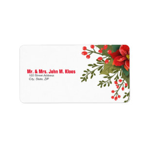 Christmas Poinsettia Wedding Address Label