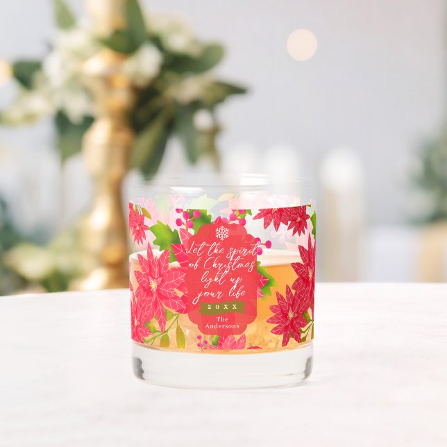 Christmas Poinsettia Whiskey Glass (Insitu (Wedding))