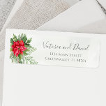 Christmas Poinsettia Winter Floral Greenery<br><div class="desc">Beautiful return address label featuring hand-painted botanical watercolor illustrations of poinsettia flowers,  winter greenery,  pine and spruce branches and holly berries. Perfect choice for Christmas weddings.</div>