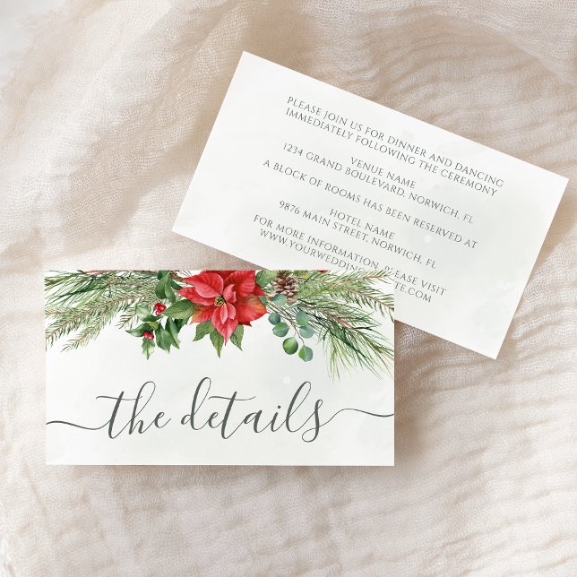 Christmas Poinsettia Winter Greenery Wedding Enclosure Card (Creator Uploaded)