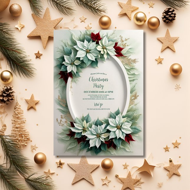 Christmas Poinsettia Winter Greenery Wedding Invitation (Creator Uploaded)