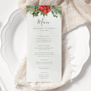 Christmas Poinsettia Winter Greenery Wedding Menu