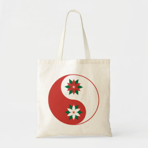 Christmas Poinsettia Yin Yang Tote Bag
