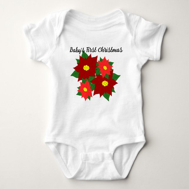 Christmas Poinsettias  Baby Bodysuit (Front)