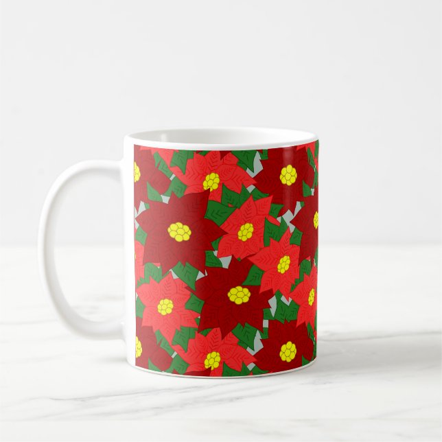 Christmas Poinsettias  Coffee Mug (Left)