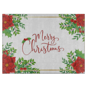 Christmas Poinsettias Cutting Board