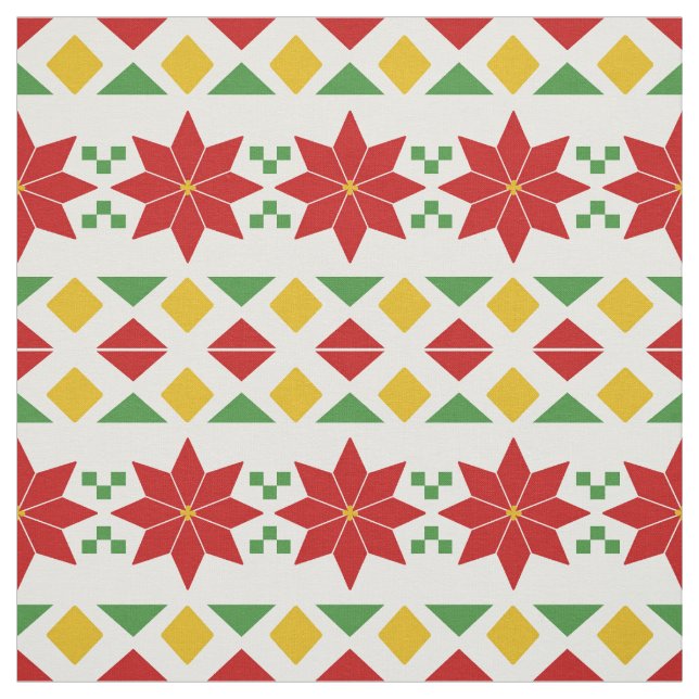 Christmas Poinsettias Fabric (Swatch)