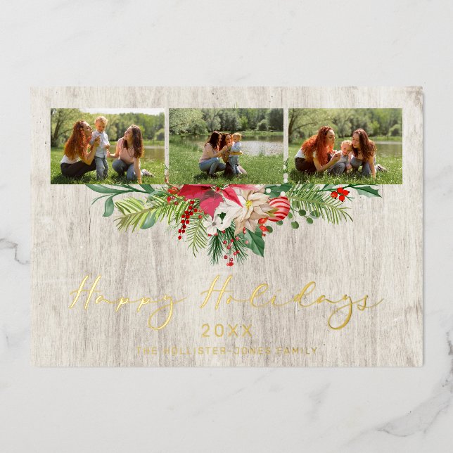 Christmas Poinsettias Garland Classic 3 Photos (Front)