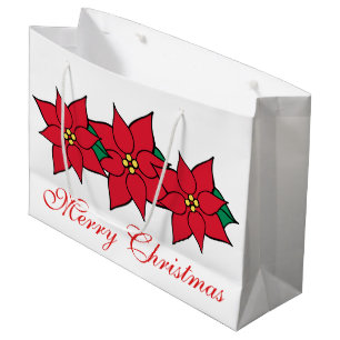 Christmas Poinsettias Holiday Gift Bag